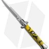 SKM 9" Italian Stiletto Automatic Knife Killer Bee Acrylic (4" Satin Bayonet)