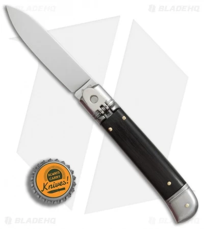 AKC 8" Lever Lock Italian Auto Ebony Wood (3.2" Polish Flat) - Image 4