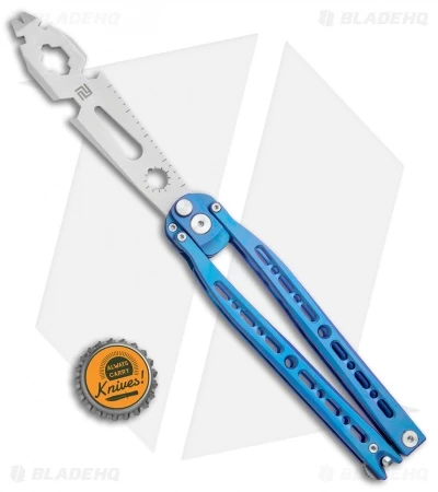 Artisan Cutlery Kinetic-Tool Automatic Butterfly Tool Blue Titanium (4" SW) - Image 4