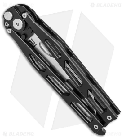 Artisan Cutlery Kinetic-Tool Automatic Butterfly Tool Black Ti (3.3" Stonewash) - Image 2