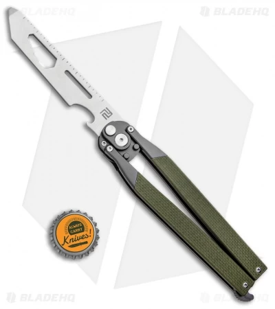 Artisan Cutlery Kinetic-Tool Automatic Butterfly Tool OD Green G-10 (4" Satin) - Image 4