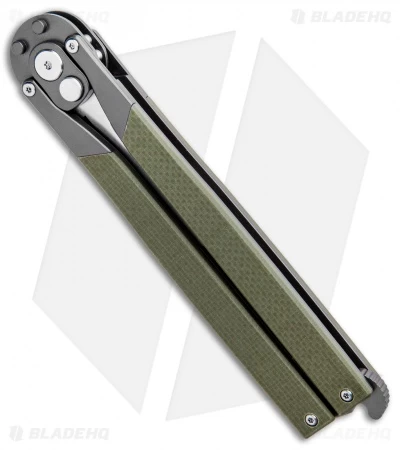 Artisan Cutlery Kinetic-Tool Automatic Butterfly Tool OD Green G-10 (4" Satin) - Image 2