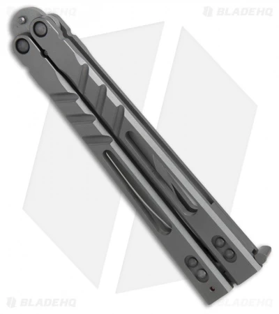 BRS Alpha Beast Bowie Balisong Butterfly Knife Titanium (4.5" Stonewash) - Image 2