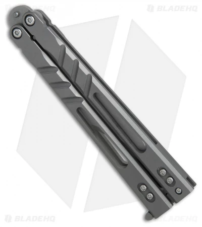 BRS Alpha Beast Bowie Balisong Butterfly Knife Titanium (4.5" Stonewash) - Image 3
