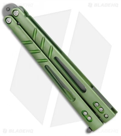 BRS Alpha Beast Infinity Balisong Butterfly Knife Green Ti (4.5" Stonewash) - Image 3