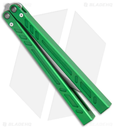 BRS Barebones Balisong Butterfly Knife Green Aluminum Channel (4.5" SW) - Image 3