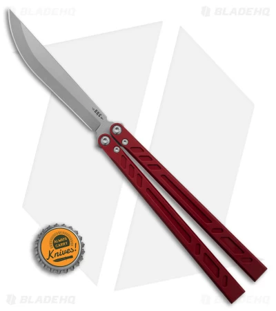 BRS Barebones Balisong Butterfly Knife Red Aluminum Channel (4.5" SW) - Image 4