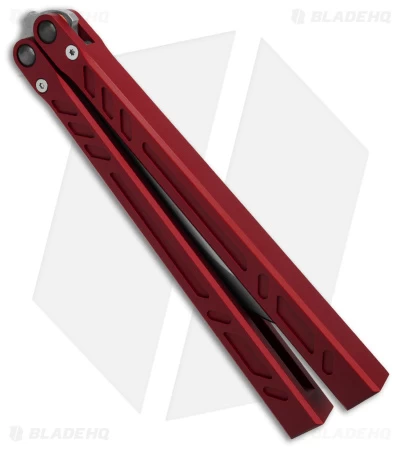 BRS Barebones Balisong Butterfly Knife Red Aluminum Channel (4.5" SW) - Image 2