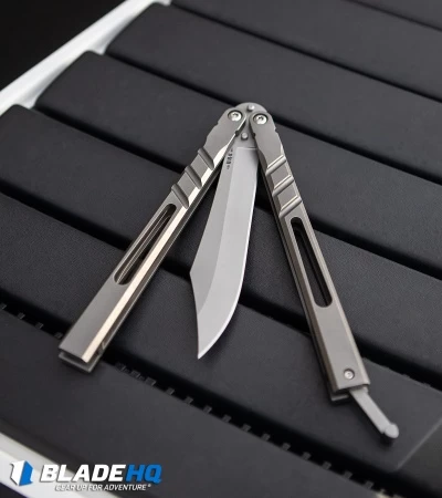 BRS Channel Alpha Beast Balisong Butterfly Knife Titanium (4.5" Stonewash) CHAB - Image 6