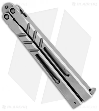 BRS Channel Alpha Beast Balisong Butterfly Knife Titanium (4.5" Stonewash) CHAB - Image 3