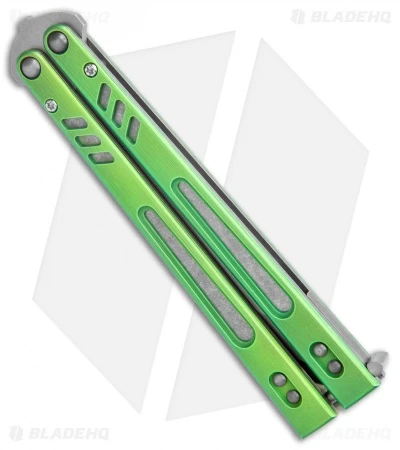 BRS Hybrid Replicant Standard Balisong Butterfly Knife Green Titanium (4.6" SW) - Image 3
