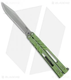 BRS Premium ALT Alpha Beast Balisong Butterfly Knife Green Ti (4.5" Stonewash)