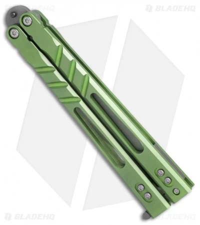 BRS Premium ALT Alpha Beast Balisong Butterfly Knife Green Ti (4.5" Stonewash) - Image 3