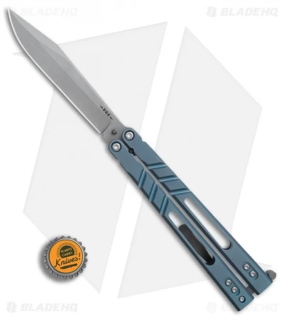 BRS Premium ALT Alpha Beast Balisong Butterfly Knife Blue Ti (4.5" Stonewash) - Image 4