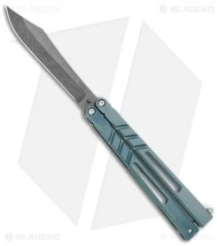 BRS Premium Channel Alpha Beast Balisong Butterfly Knife Blue Ti (4.5" Acid)CHAB