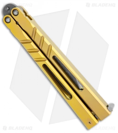 BRS Premium Channel Alpha Beast Balisong Butterfly Knife Gold Ti (4.5" Acid)CHAB - Image 3