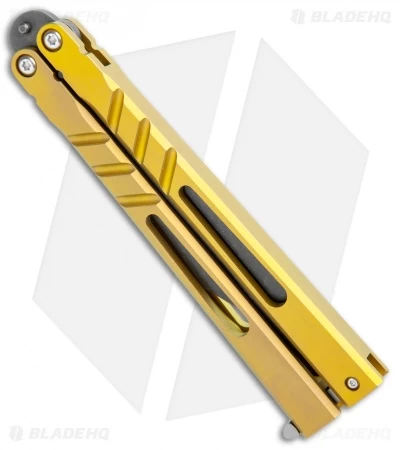 BRS Premium Channel Alpha Beast Balisong Butterfly Knife Gold Ti (4.5" Acid)CHAB - Image 2