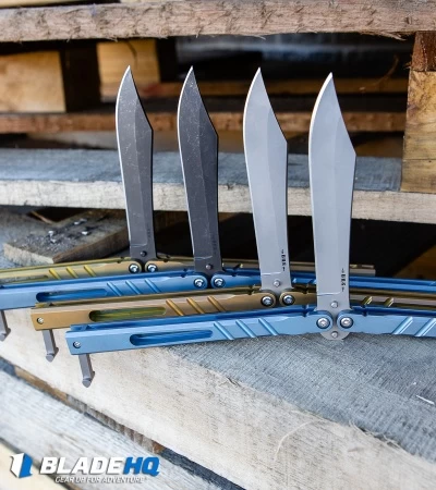 BRS Premium Channel Alpha Beast Balisong Butterfly Knife Gold Ti (4.5" Acid)CHAB - Image 5