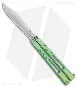 BRS Premium Channel Alpha Beast Balisong Butterfly Knife Green Ti (4.5") CHAB