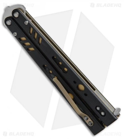 BRS Premium Replicant ALT Balisong Butterfly Knife Black G-10/Gold Ti (4.5" SW) - Image 2