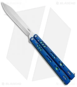 BRS Premium Replicant ALT Balisong Butterfly Knife Blue G-10/Green Ti (4.5" SW)
