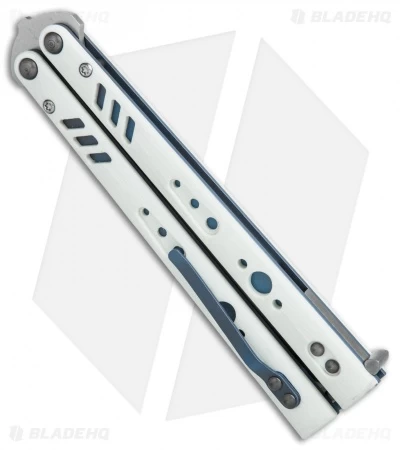 BRS Premium Replicant Balisong Butterfly Knife White G-10/Blue Ti (4.5" SW) - Image 2