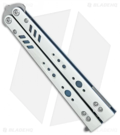 BRS Premium Replicant Balisong Butterfly Knife White G-10/Blue Ti (4.5" SW) - Image 3