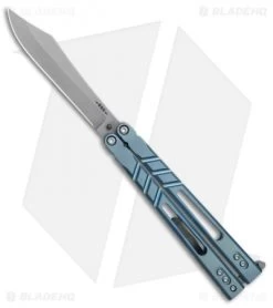 BRS Premium Alpha Beast Balisong Butterfly Knife Blue Ti W/ Clip (4.5" SW)