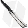 Bear Butterfly Knife W/ White Smooth Bone Handle (4.25" Black) WSB17