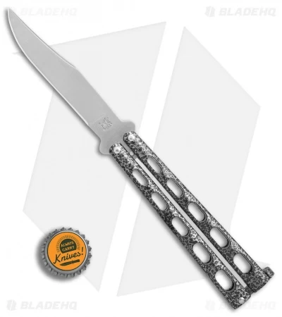 Bear & Son 114 Butterfly Knife Balisong Silver Speckle (4" Satin) - Image 4