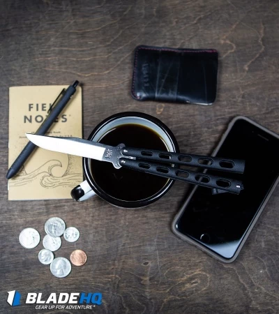 Bear & Son 114D Large Butterfly Knife Silver Vein (4.25" Damascus) - Image 4