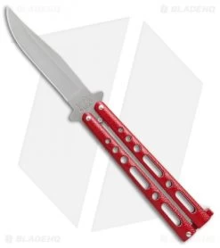 Bear & Son 117 Large Butterfly Knife Red (4" Satin)