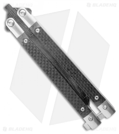 Bear & Son 30th Anniversary Butterfly Knife Carbon Fiber (5" Damascus) - Image 2