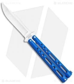 Bear & Son 117 Large Butterfly Knife Blue (4" Satin)