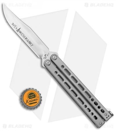 Bear & Son 30th Anniversary Bear Song VIII Butterfly Knife Clip Point (5" Satin) - Image 4