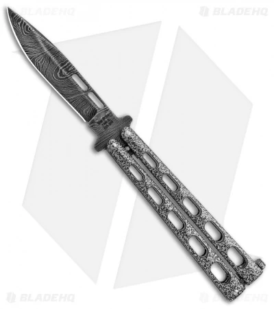 Bear & Son Butterfly Knife Silver Vein (4" Damascus) 115DSV