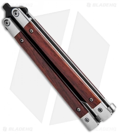 Bear Butterfly Knife W/ Cocobolo Wood Handles (4" Black) CB17 - Image 2