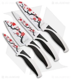 Benchmark Cherry Blossom 4-Piece Kitchen Set Black/White Polymer