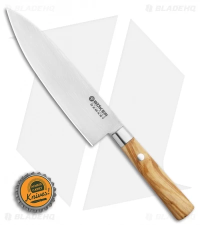 Boker Damascus Olive 6.25" Small Chef's Kitchen Knife Olive Wood - Image 3