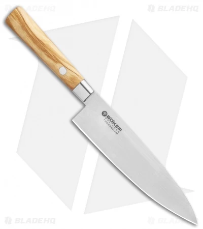 Boker Damascus Olive 6.25" Small Chef's Kitchen Knife Olive Wood - Image 2