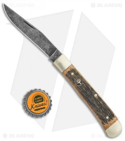 Boker Uno Trapper Pocket Knife Castle Wood (4.125" Acid Wash) 113004 - Image 4