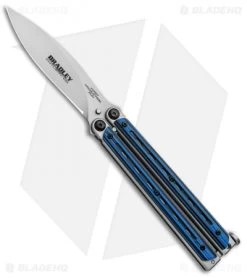 Bradley Kimura Butterfly Balisong Knife Black/Blue G-10 (3.9" Bead Blast)