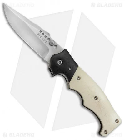 CRKT The Natural 2 Spring Assisted Knife White Bone & G-10 (3.25" Plain) 7080