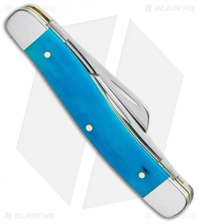 Case Medium Stockman Pocket Knife 3.625" Caribbean Blue Bone (6318 SS) - Image 3