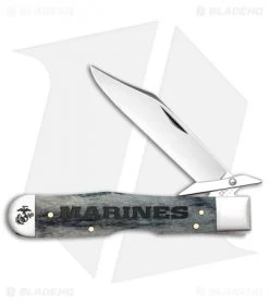 Case Cheetah Pocket Knife 4.375" USMC Embellished Gray Bone (6111 1/2L SS) 13192