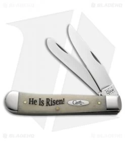 Case He Is Risen Trapper Knife 4.125" Smooth Natural Bone (6254 SS) 8848