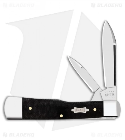 Case Large Gunstock Knife 3.0" Double Black Canvas Laminate (102130 SS) 23143