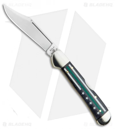 Case Mini Copperlock Knife 3.625" Stripes Of Service Green (61749L SS)