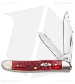 Case Texas Jack Knife 3.375" Peach Seed Jigged Dark Red Bone (62087 CV) 31955