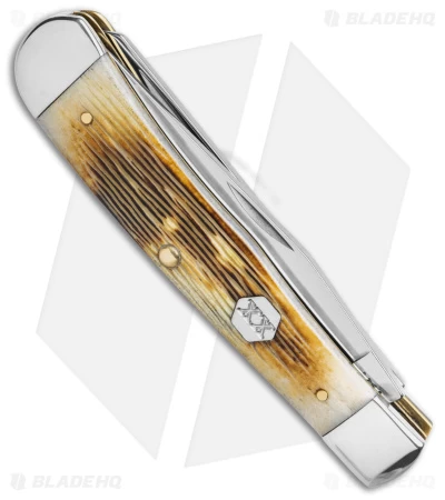 Case Trapper Knife Burnt Cream Bone Barnboard Jig (3.25" Polish) 36720 - Image 3